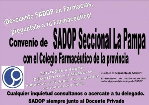 Lee más sobre el artículo SADOP Seccional La Pampa firmó Convenio con Farmacias